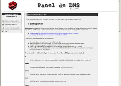 Documentación Zonas DNS dominios