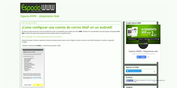 ayuda para configurar correo IMAP en android - por espaciowww