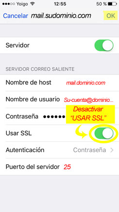 configurar cuenta de correo IMAP Iphone 5 / 5s - paso 13