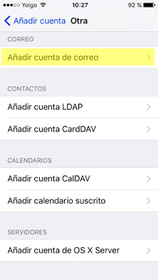 configurar cuenta de correo IMAP Iphone 5 / 5s - paso 5