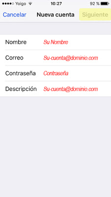 configurar cuenta de correo IMAP Iphone 5 / 5s - paso 6